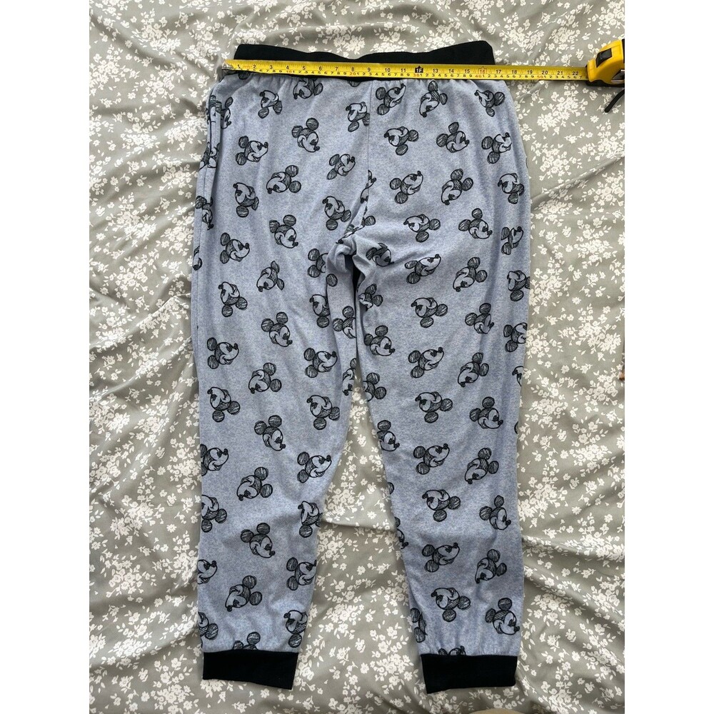 Disney Women's Mickey Mouse Graphic Pajama Set Gray/Black Trim Large Long Sleeve - Picture 7 of 8